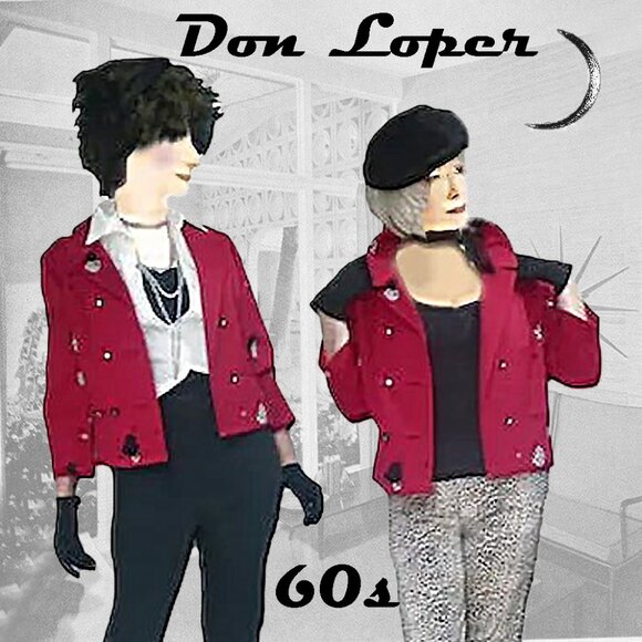 Vintage Red Blazer Cropped Jacket Upcycled Don Loper / One Of A Kind - Picture 1 of 15